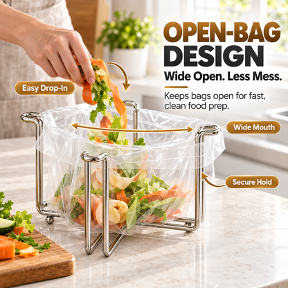 ✨ The Ultimate Foldable 304 Stainless Steel Trash Bag Holder