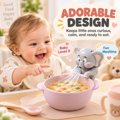Cute Cartoon Baby Food Cooling Fan & Bowl-Edge Air Blower 🐘🍲