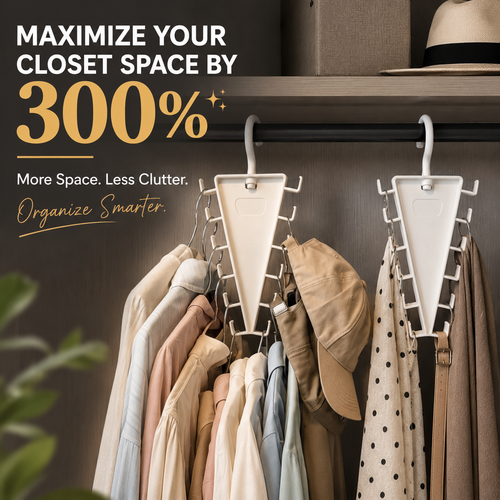 360° Rotating V-Shaped 12-Hook Space-Saving Closet Hanger 🧥✨
