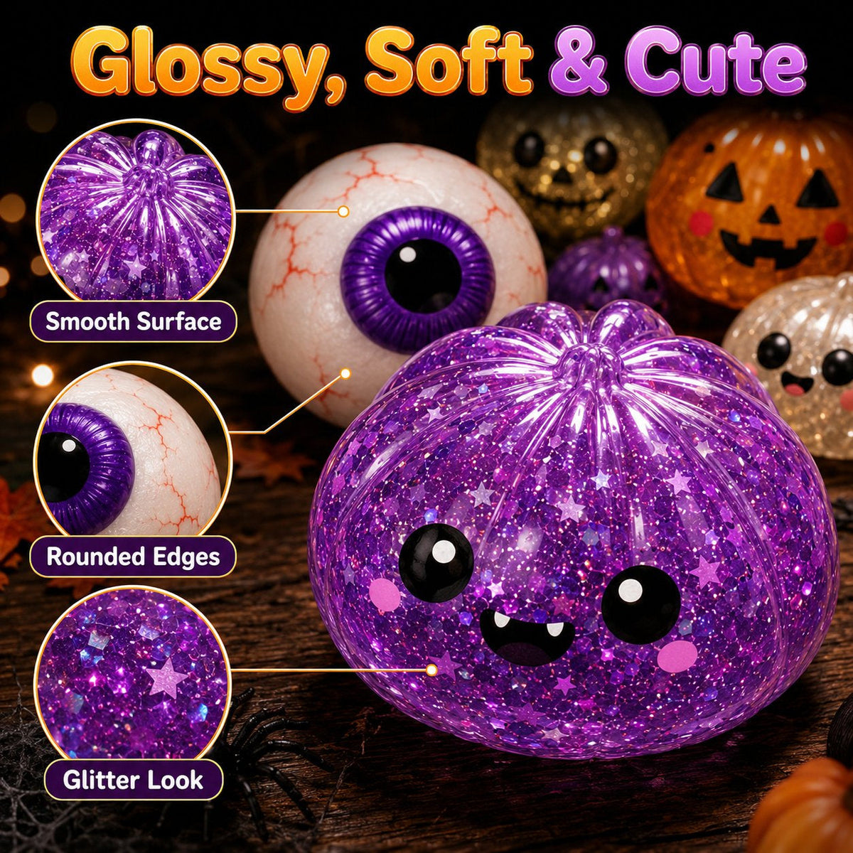 🎃 SpookySquish Halloween Glitter Fidget Toys – 5 Collectible Styles