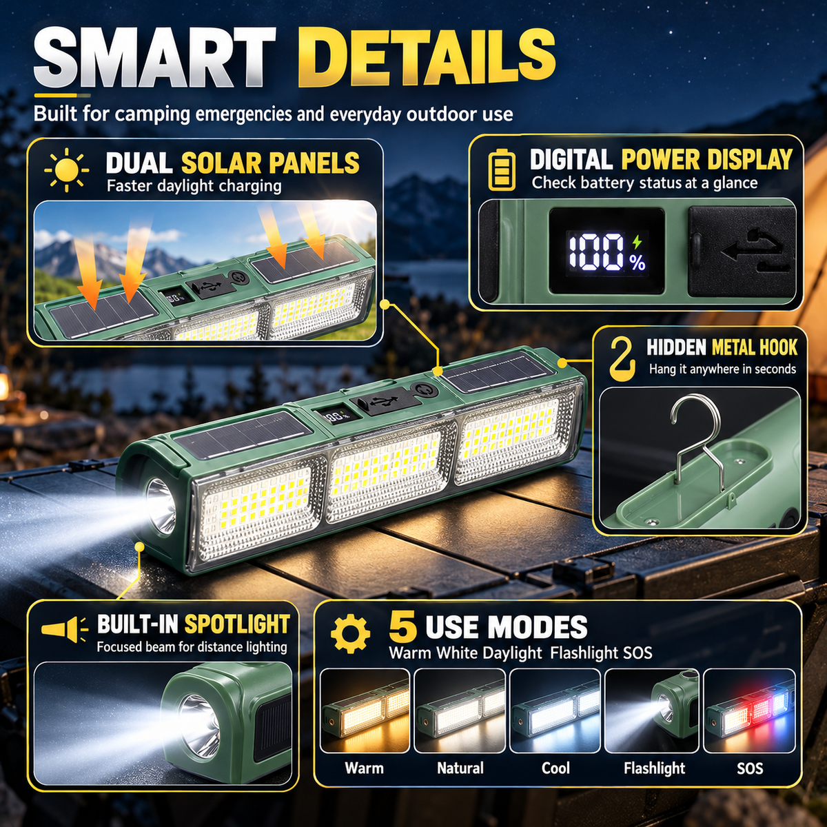 Solar Multi-Functional Emergency Camping Light & Power Bank ☀️