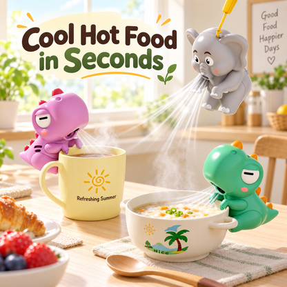 Cute Cartoon Baby Food Cooling Fan & Bowl-Edge Air Blower 🐘🍲