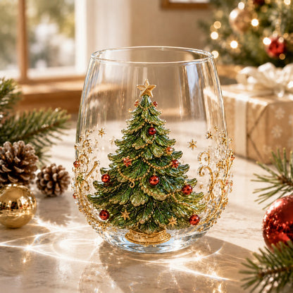 🎄 Luxury Christmas Glass Art Cup – Festive Holiday Drinkware & Premium Gift for Christmas 🎁✨