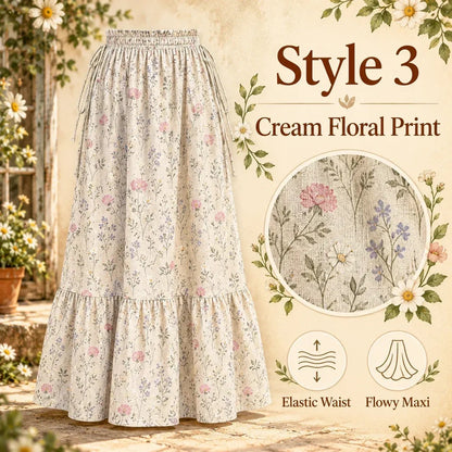 🌸 Boho Floral Maxi Skirt – One Size