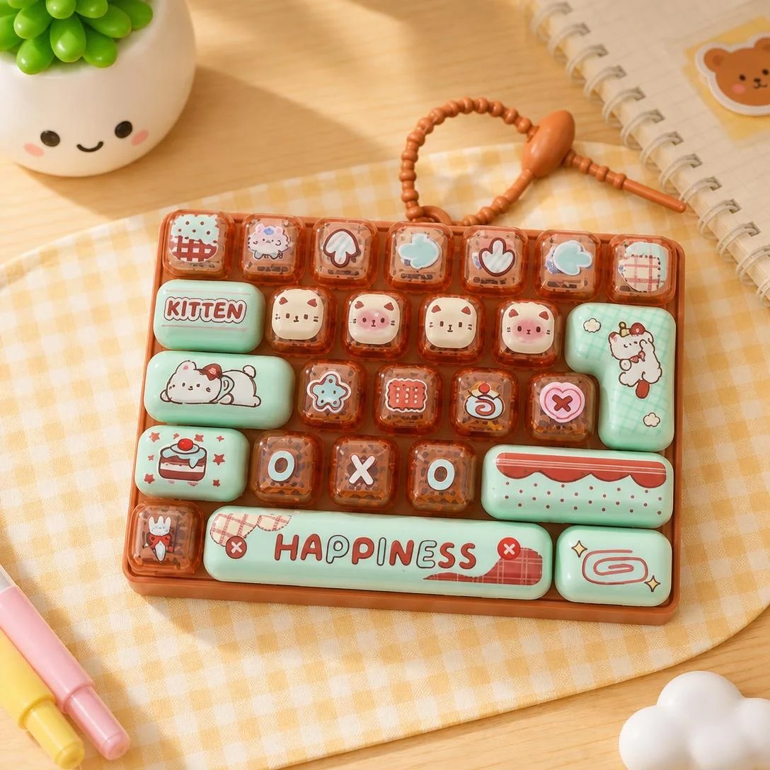 🐱26-Key Mini Fidget Keyboard Keychain