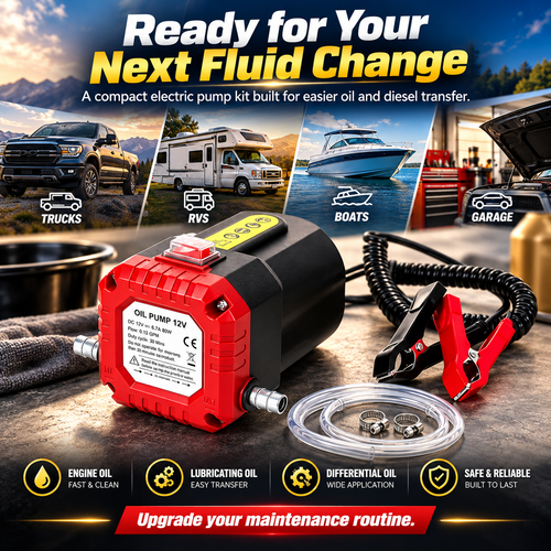 🔥 12V 80W Electric Oil Extractor Pump – Engine Oil & Gear Oil Transfer Kit with Hoses