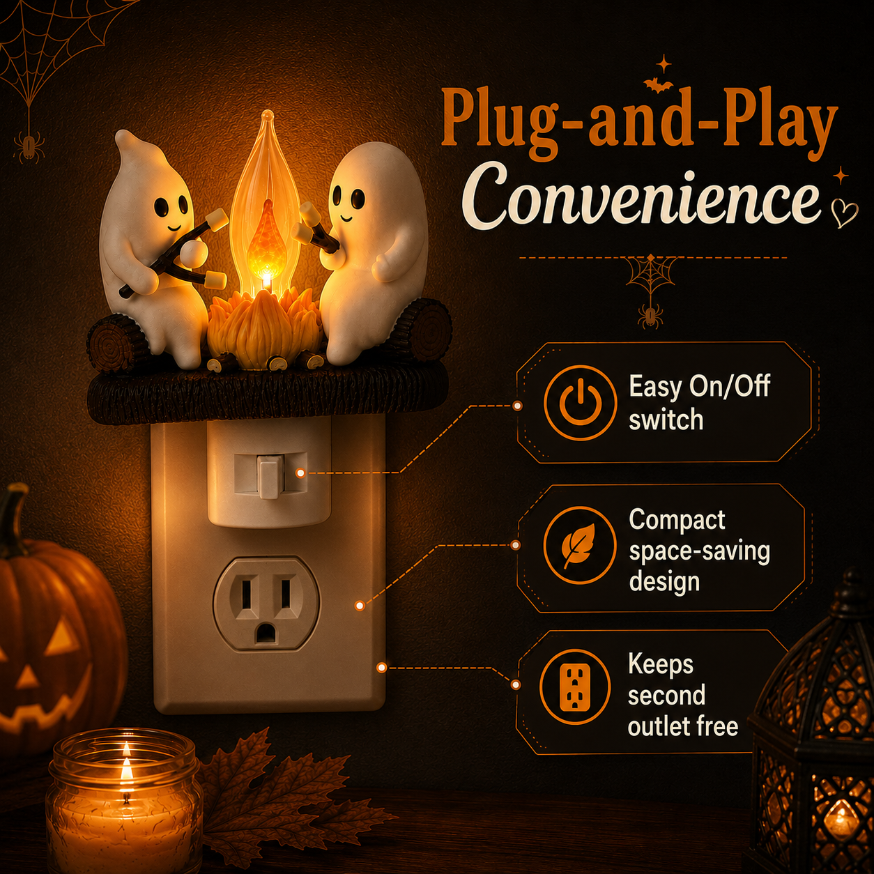 👻 Ghost Campfire Night Light