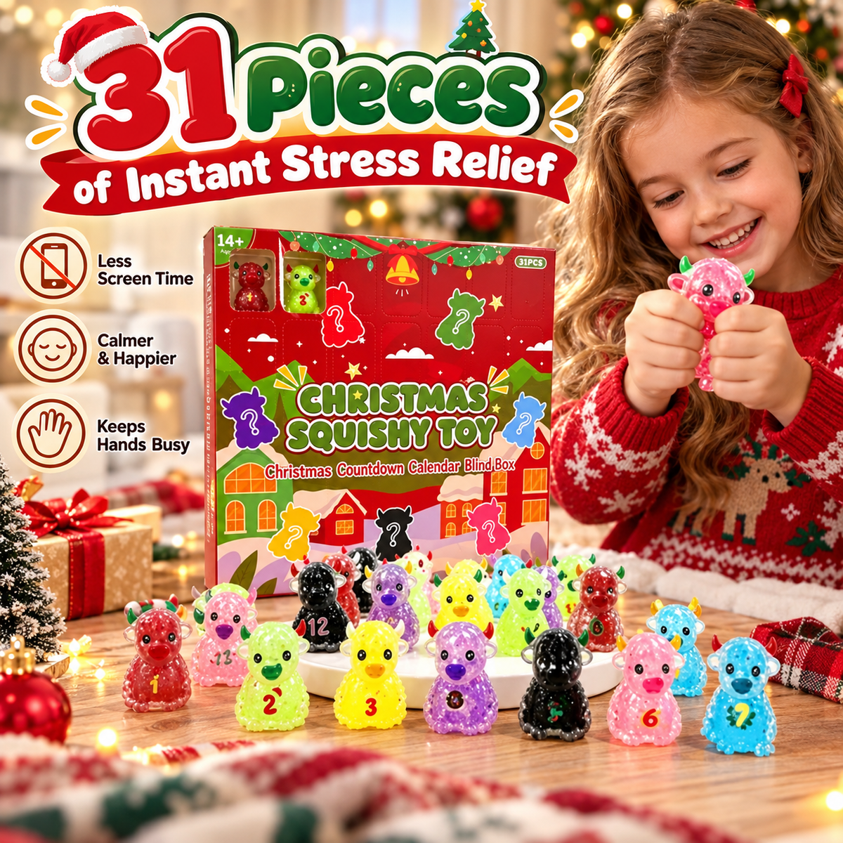 🎄 24-Day Christmas Advent Calendar Squishy Toys Box