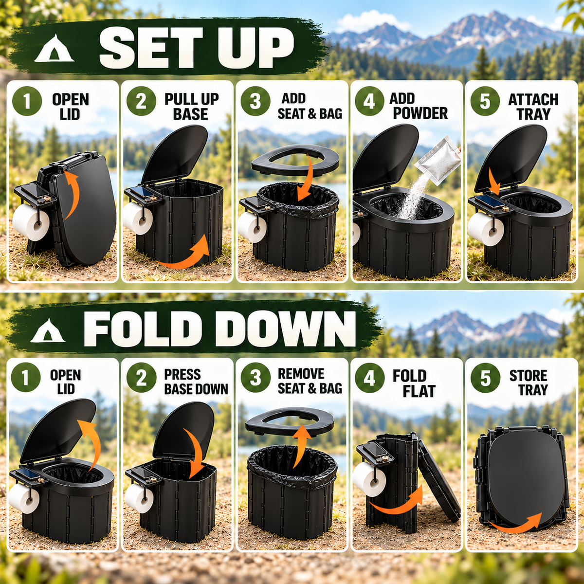 🏕️ Ultimate Extra-Tall Portable Folding Toilet for Camping & Travel