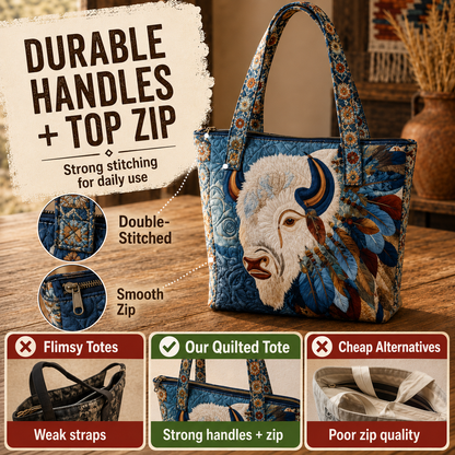 Vintage Boho Floral Horse Quilted Tote Bag👜