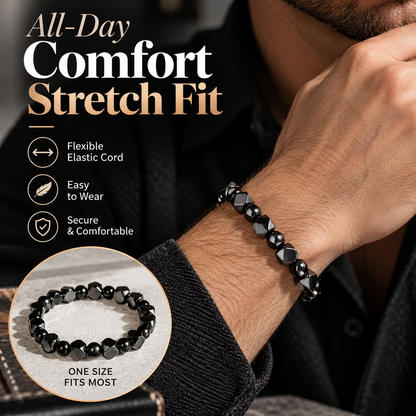 Handcrafted Geometric Natural Hematite Stone Bracelet 🖤