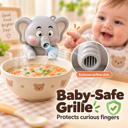 Cute Cartoon Baby Food Cooling Fan & Bowl-Edge Air Blower 🐘🍲