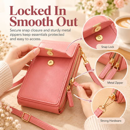 📱 Touch-Screen Multi-Pocket Crossbody Phone Bag