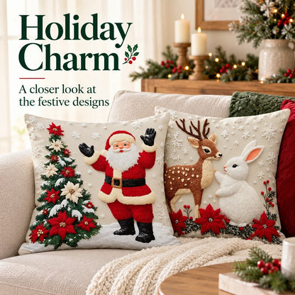 🎄 Christmas Pillow Covers 4-Piece Set — Festive Sofa Makeover