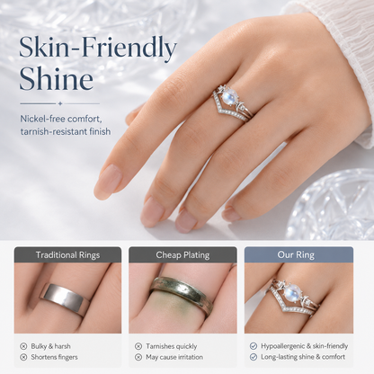 🌙 Mystic Triple Moon & Moonstone Ring | Celestial Vintage Jewelry
