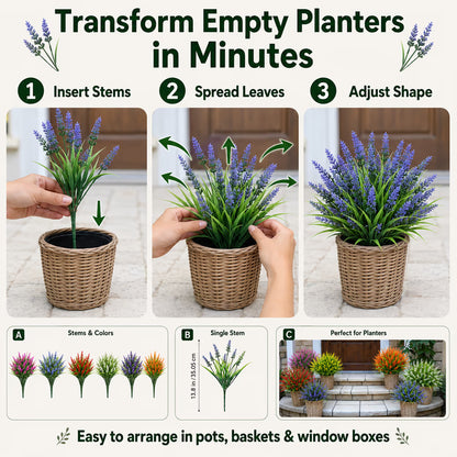 🌿💜 Artificial Lavender Bundles — Instant Porch Charm, No Watering Needed! ✨🏡