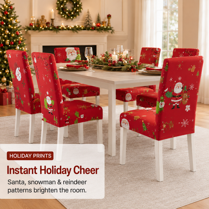 🎄 Elastic Christmas Dining Chair Cover – Soft, Washable & Festive Slipcover 🎅