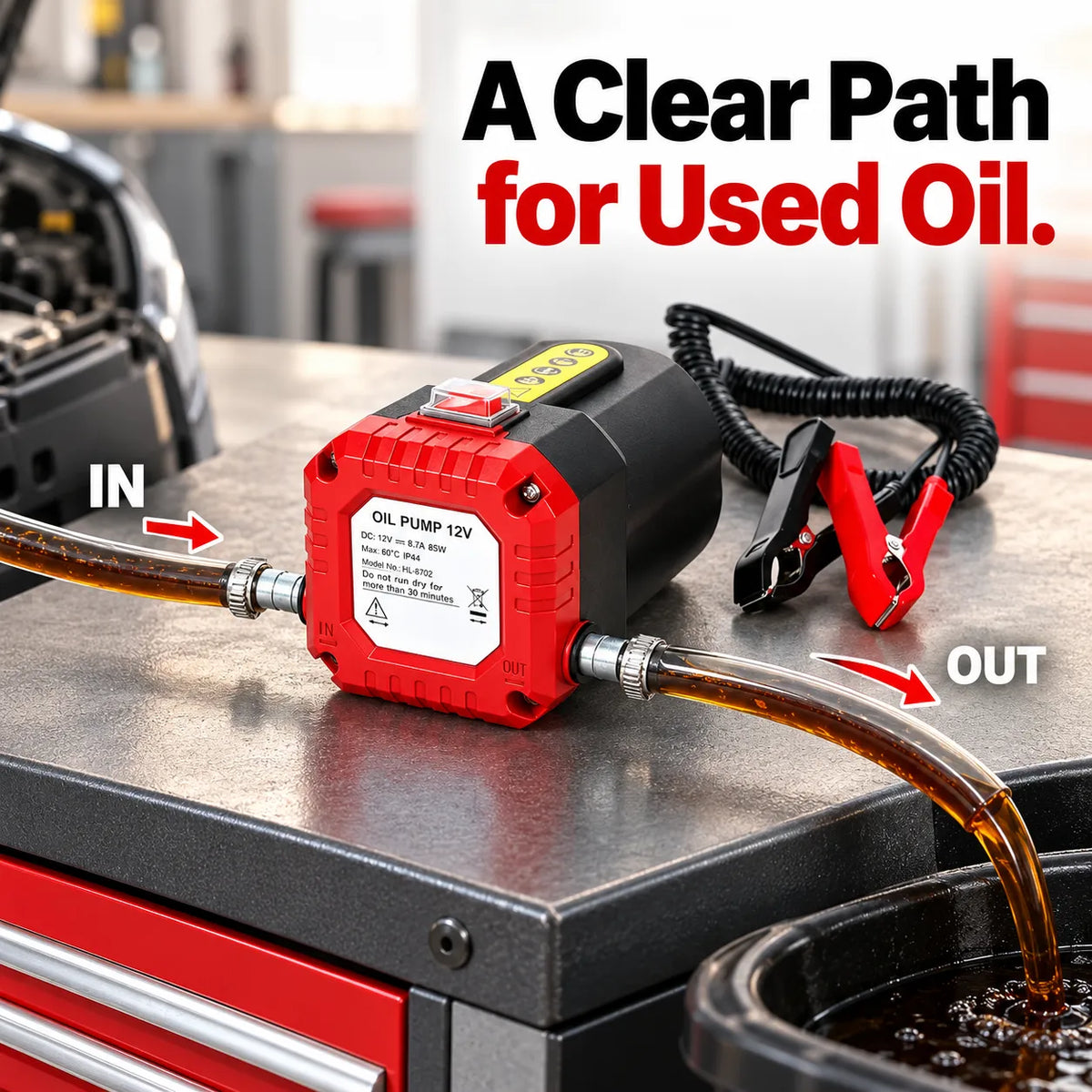 🔧 12V Electric Oil Extractor Pump Kit – 80W Engine Oil Change Pump with Hoses & Battery Clips 🚗