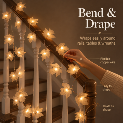 🍂 Instant Cozy Vibes Autumn Warm Maple Leaf LED String Lights