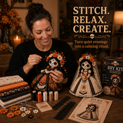 ✂️ DIY Marigold Spirit Patchwork Doll – Complete Crafting Kit for Halloween🎃