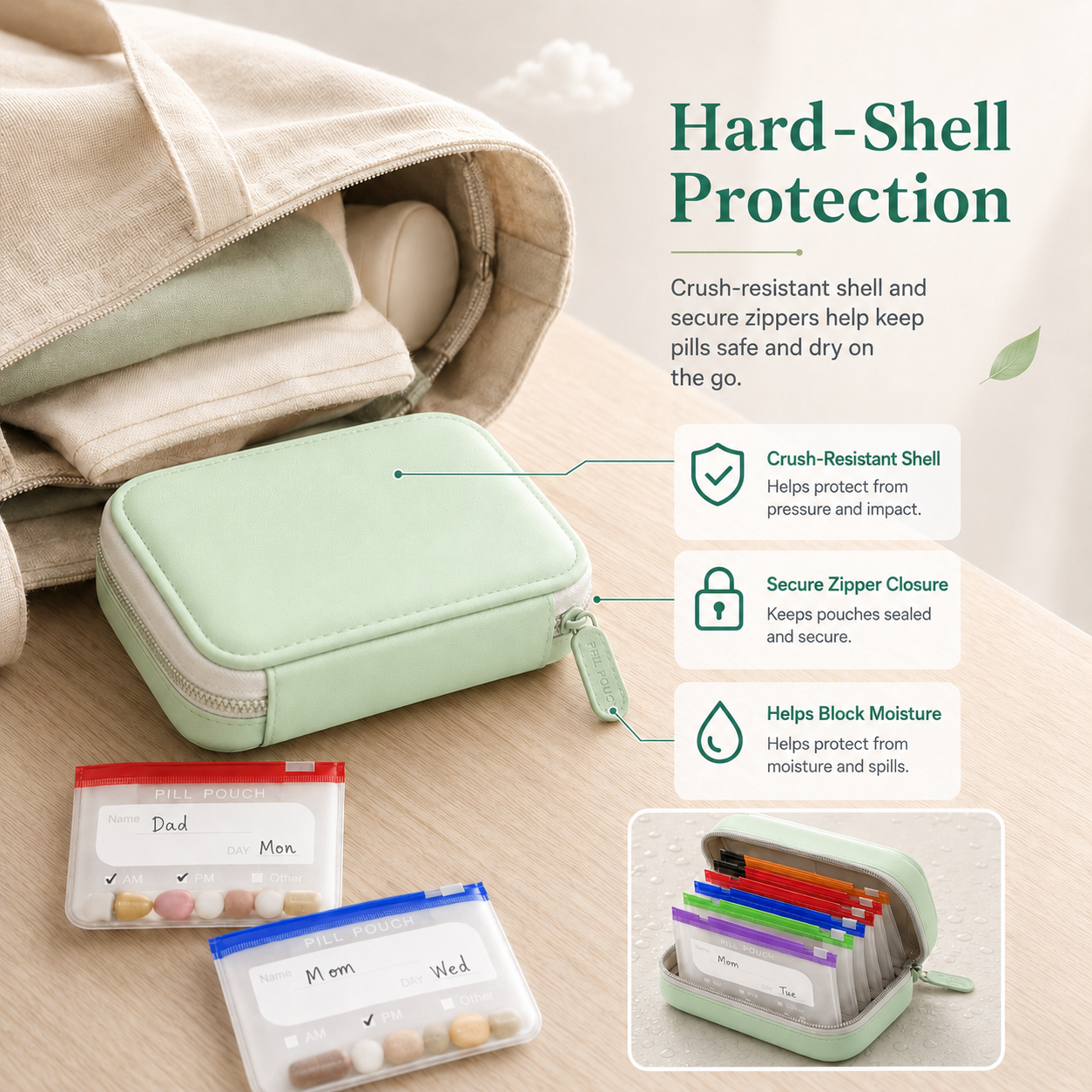 🧳 Smart Pill Organizer Pouch | 14 Color-Coded Bags