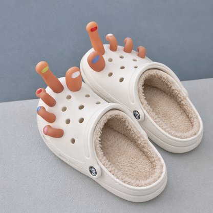 Funny 3D Finger-Toe Plush Clogs 🦶🤪