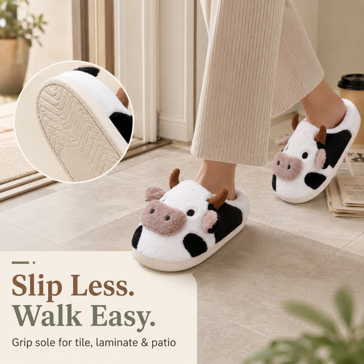 🐮 Cute Fluffy Cow Slippers | Your Daily Dose of Cozy & Smiles! ✨