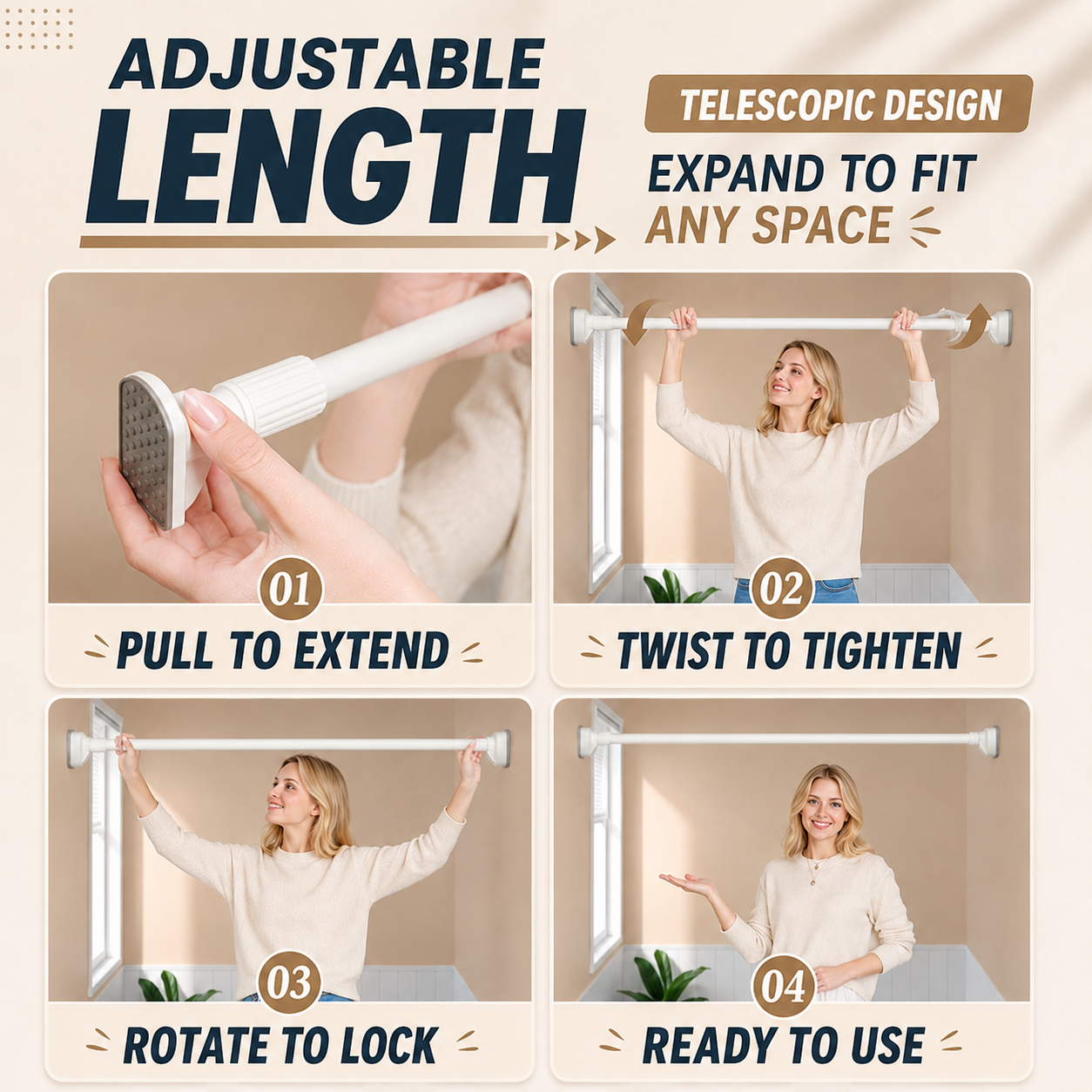 🔥 Heavy-Duty No-Drill Tension Drying Rod