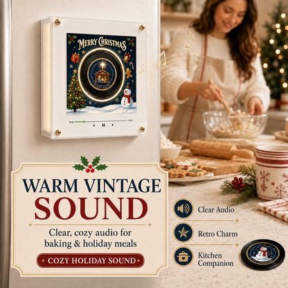 🎄 Retro Christmas Vinyl Fridge Music Magnet Player with 9 NFC Discs 🎶