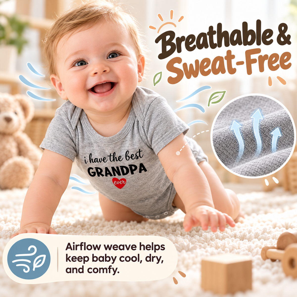 "I Have The Best Grandpa" Cute Infant Baby Romper ❤️🍼