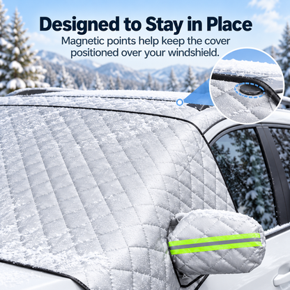 ❄️ All-Weather Quilted Windshield Snow and Ice Protector with Mirror