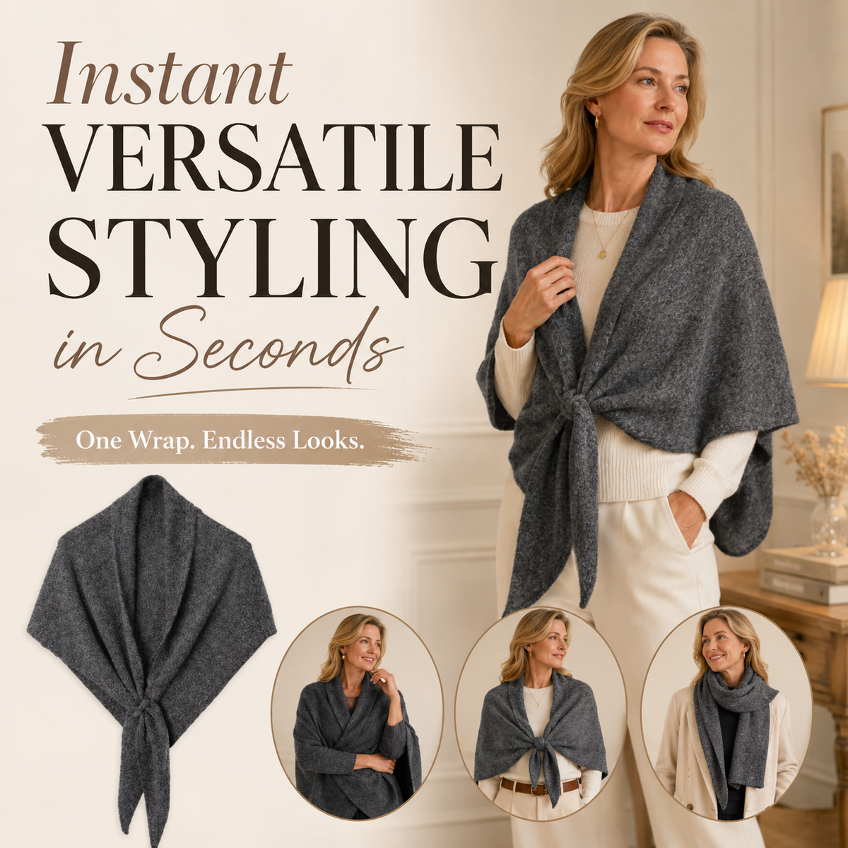❄️ Chic Solid Color Triangular Cape Scarf – Versatile Winter Essential