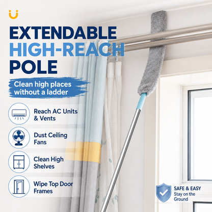 ✨ Microfiber Micro-Gap Duster with Extendable Pole