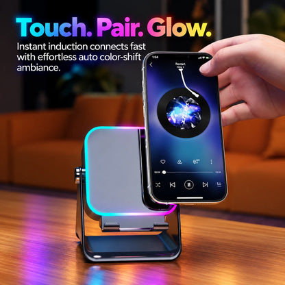 RGB Sound-Sync Ambient Light & Wireless Phone Stand 🎧✨