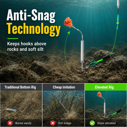 🎣 Anti-Snag Floating Fishing Rig with Gold Sleeved Hooks (Pack of 5)