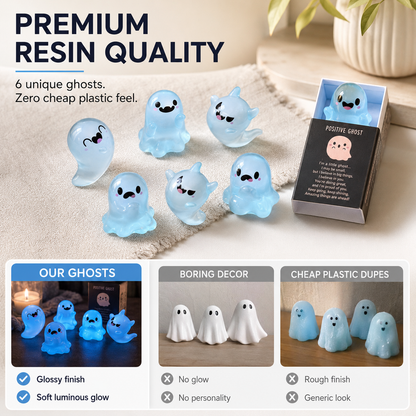 🌙 Light Up Your Night: Cute Glow-in-the-Dark Positive Ghost Figurine in Matchbox👻