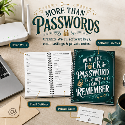 🔑 Humorous Spiral Password Book - Never Forget Logins Again!