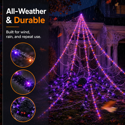 🕷️ Giant Light-Up Halloween Spider Web Set