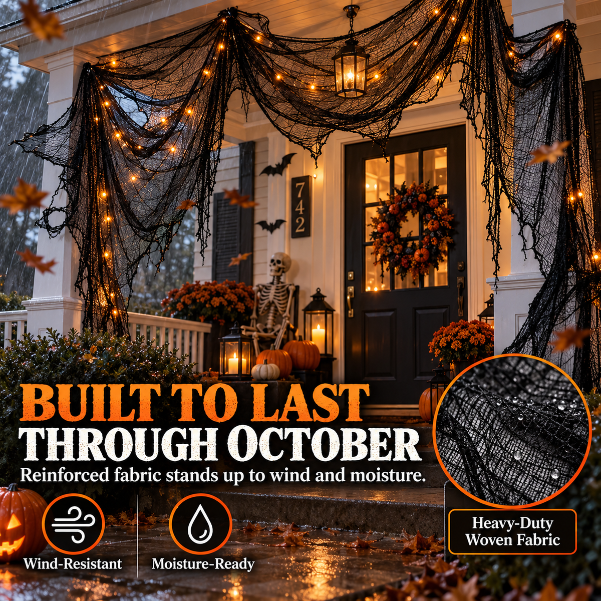 Halloween Spooky Creepy Cloth & Haunted House Spider Web Drape 🕷️👻
