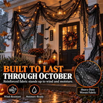 Halloween Spooky Creepy Cloth & Haunted House Spider Web Drape 🕷️👻
