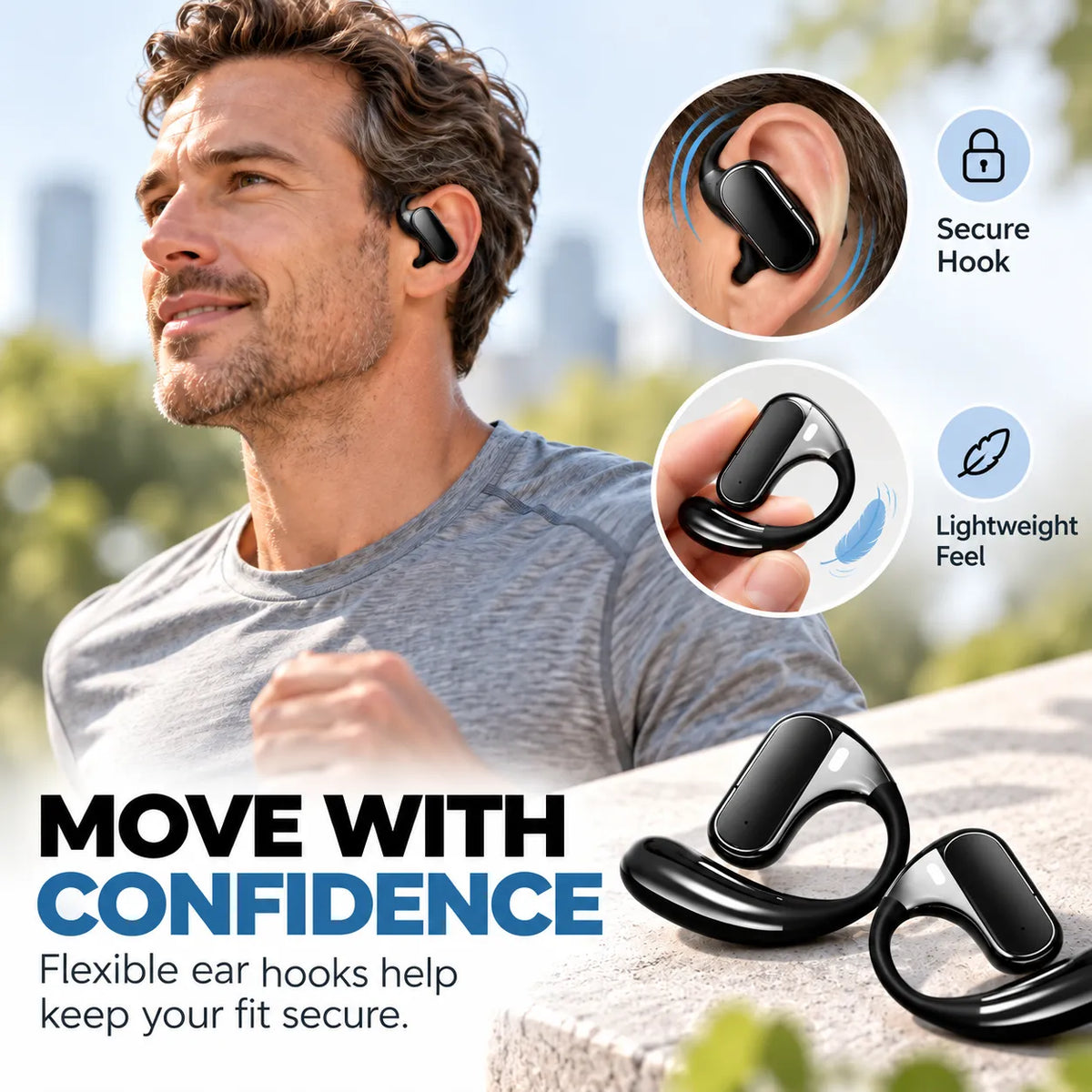 🎧 AC320 Open-Ear Wireless Earbuds – Bluetooth 5.4 Sports Headphones | Comfortable & Secure Fit ✨