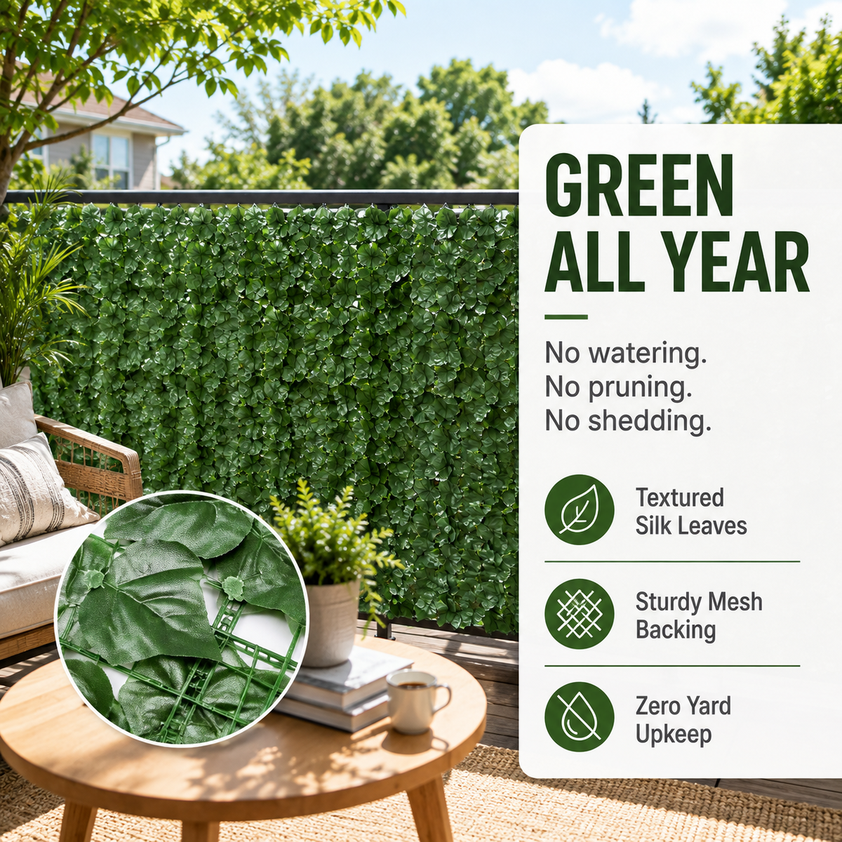🏡 Upgrade Your Outdoor Space: Premium Faux Leaf Privacy Fence & Garden Hedge