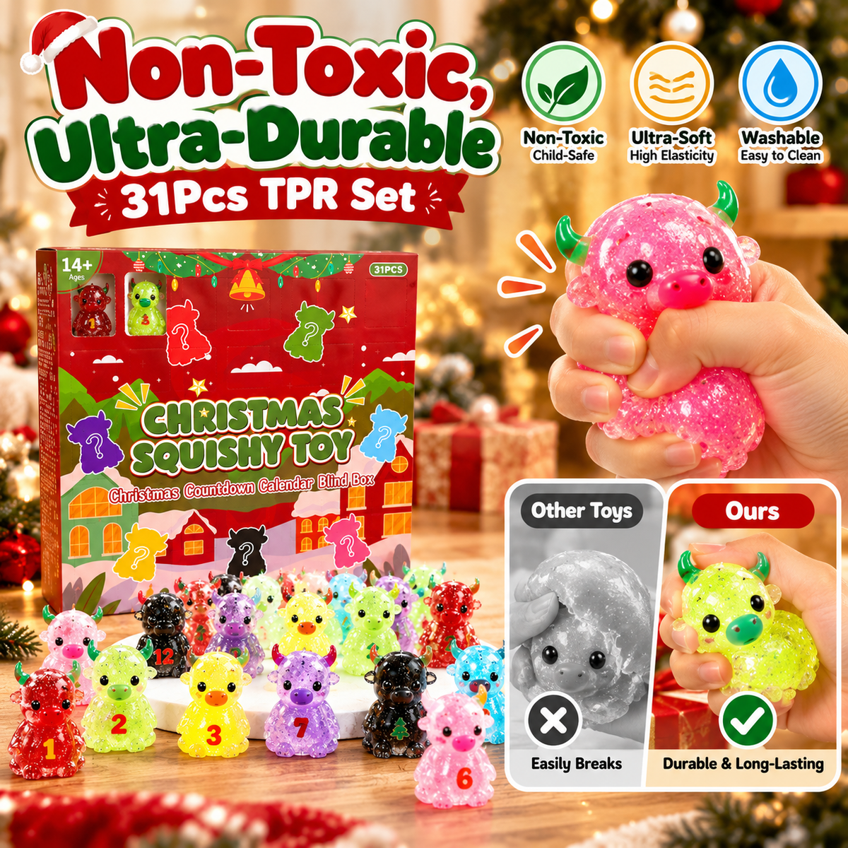 🎄 24-Day Christmas Advent Calendar Squishy Toys Box