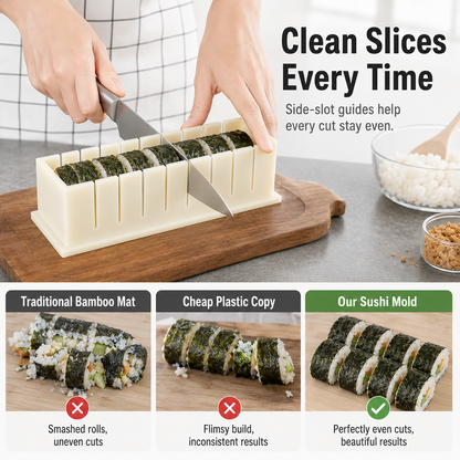DIY Sushi Maker Kit - Quick 9-Piece Mold & Easy Cutter Tool 🍣