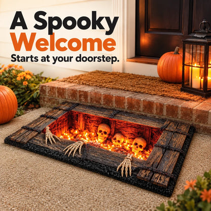 🎃 Skeleton Halloween Mat – Spooky Front Door Style