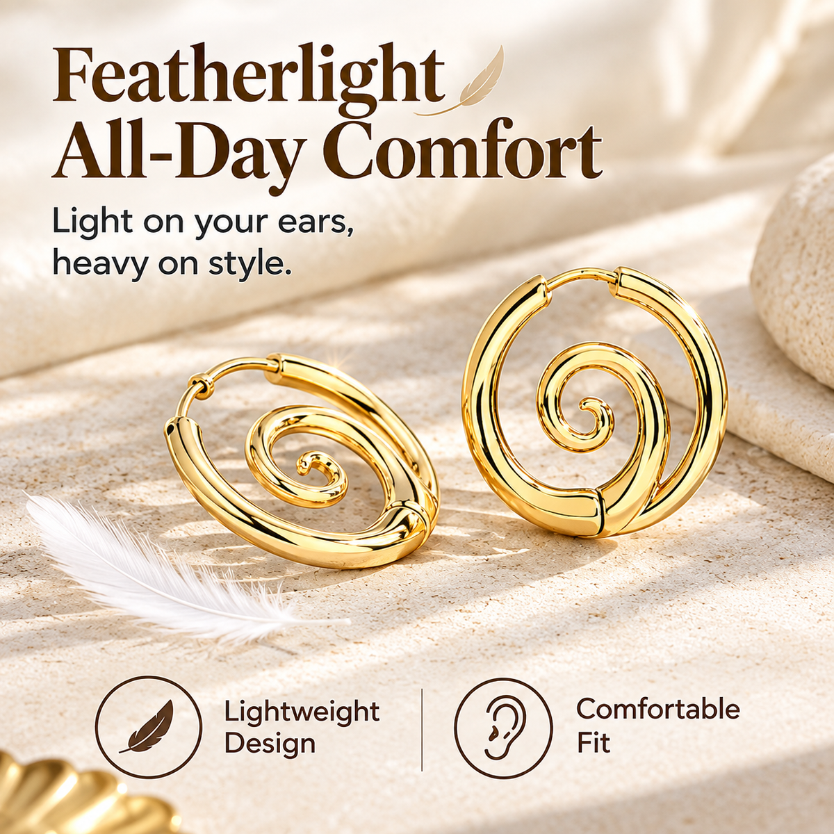Chic Gold Spiral Huggie Hoops | Whimsical Fall Aesthetic Statement Earrings💫