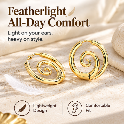 Chic Gold Spiral Huggie Hoops | Whimsical Fall Aesthetic Statement Earrings💫