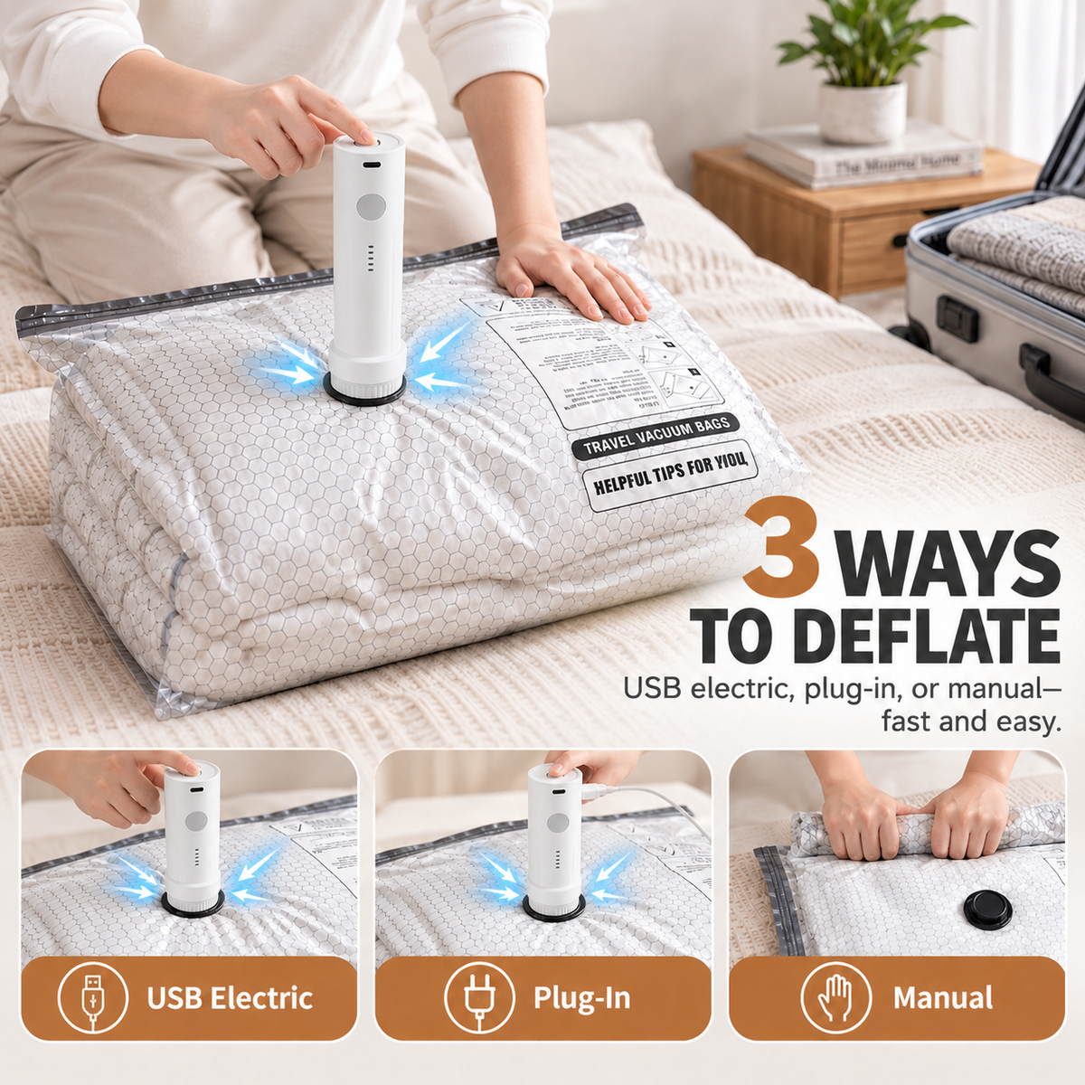 ✈️ Travel Vacuum Compression Storage Bags with Electric Pump