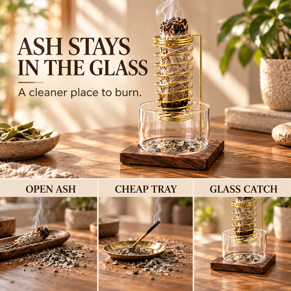 🌿 Wooden Glass Wormwood & Incense Burner