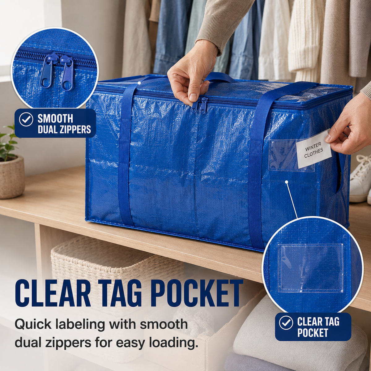 Heavy-Duty Waterproof Moving & Storage Bag with Tag Window🤝